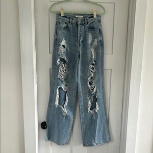 PacSun Blue Flare Wide Leg Jeans